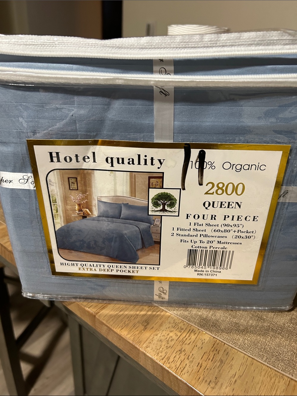Queen Sheet Set 2800 Series 4 Piece Extra Deep Pocket Wrinkle Free - Blue